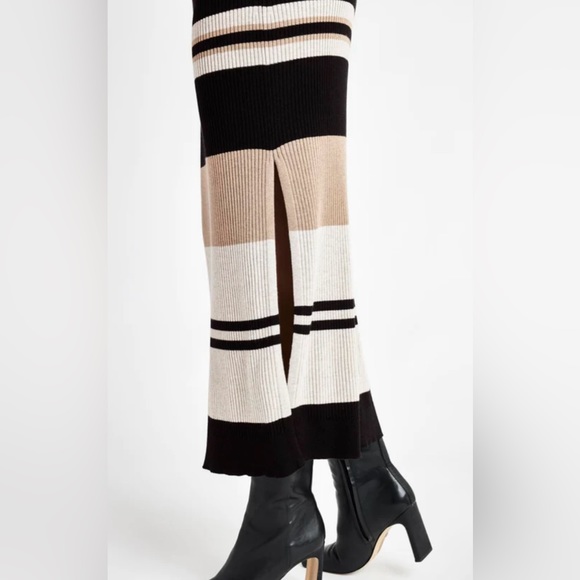 NWT Splendid Georgie Rib Stripe Skirt in Black Multi Tan Ivory XL XE - Picture 4 of 5